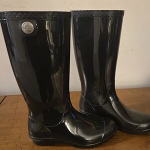 UGG Shiny Black Rain Boots